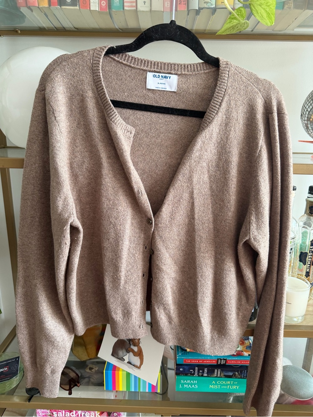 Old Navy Women's Taupe V-Neck SoSoft Button Cardigan Sweater